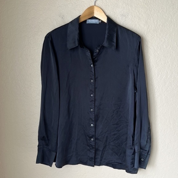 Ravella black silk button long sleeve - Picture 3 of 13